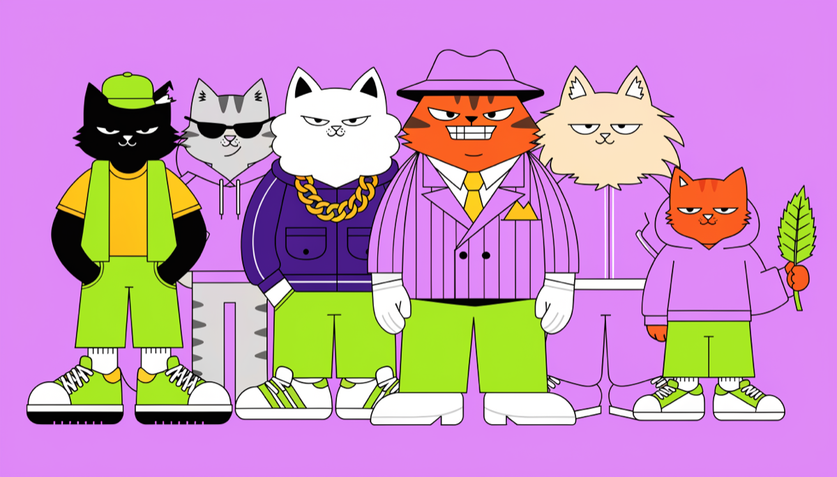 The six members of the Catnip Cartel standing in a lineup