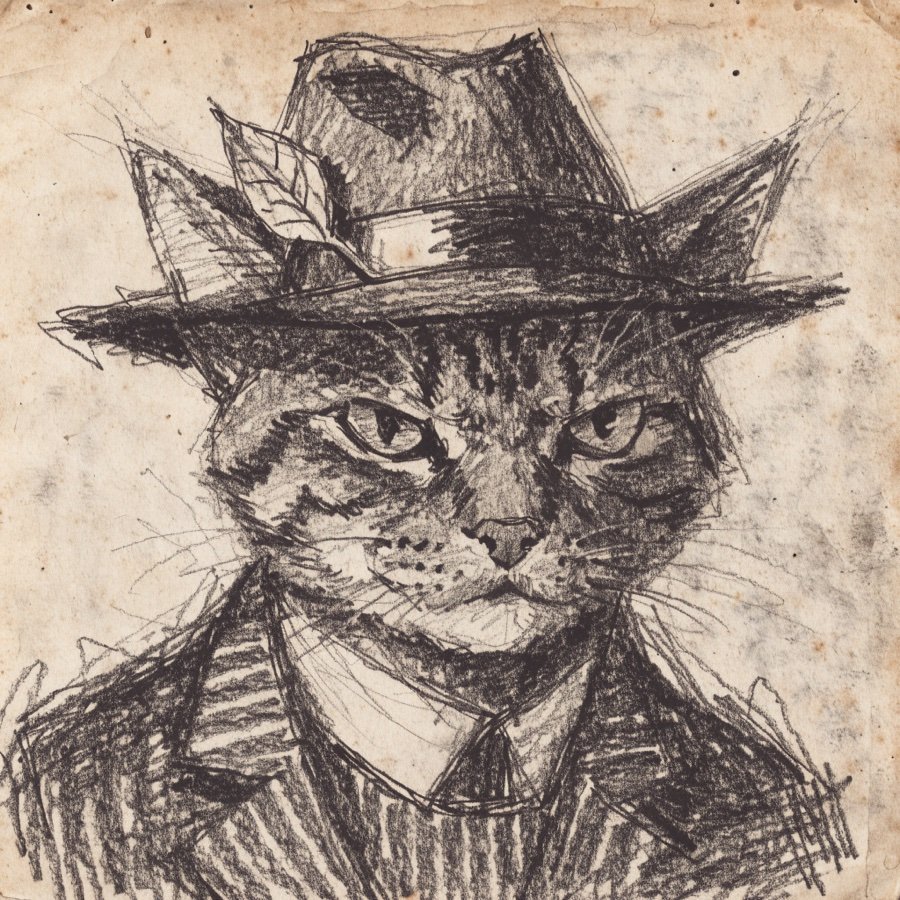 Pencil sketch mugshot of El Gato